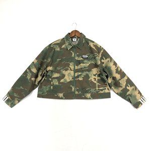 Adidas Women's Size Small Vocal Cropped Camo Green Brown Full Zip Jacket